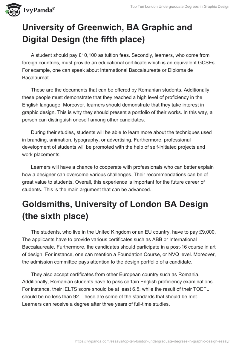 Top Ten London Undergraduate Degrees in Graphic Design. Page 4