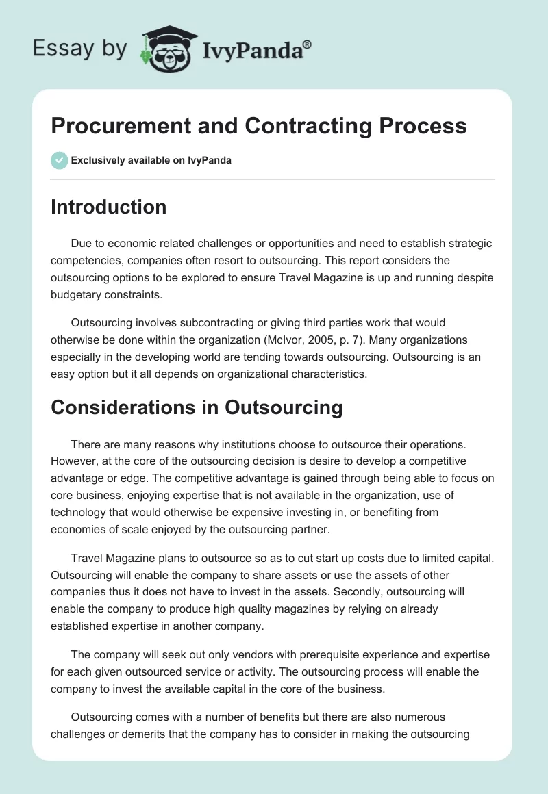 Procurement and Contracting Process. Page 1