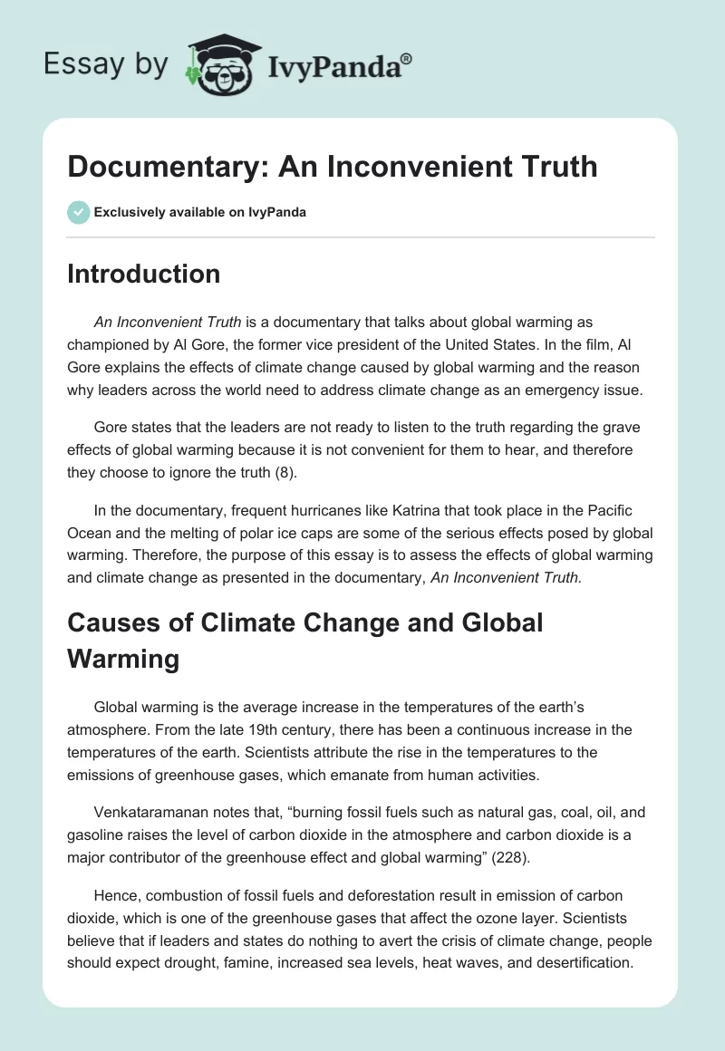 Documentary: An Inconvenient Truth. Page 1
