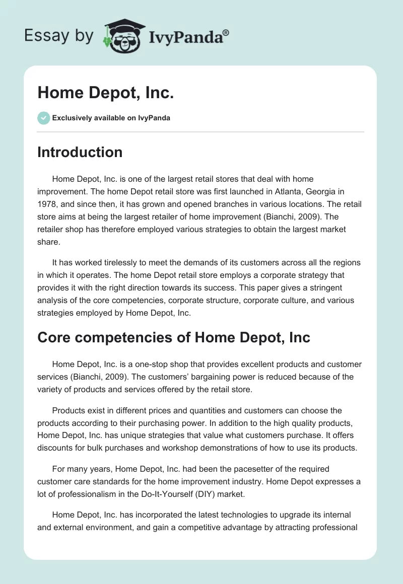 Home Depot, Inc.. Page 1
