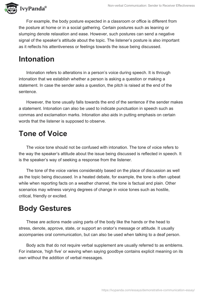 Non-Verbal Communication: Sender to Receiver Effectiveness. Page 2