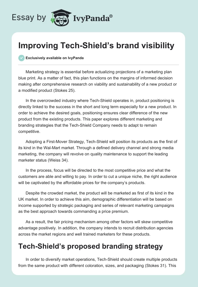 Improving Tech-Shield’s Brand Visibility. Page 1