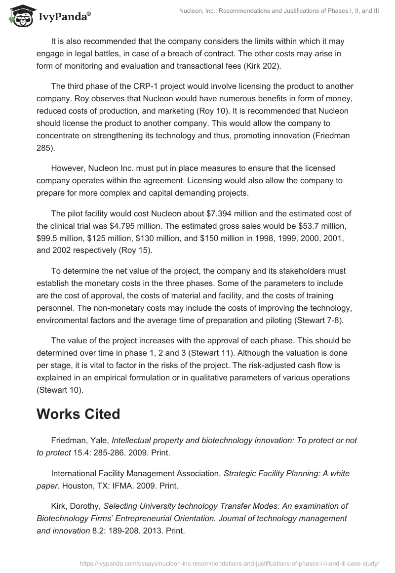 Nucleon, Inc.: Recommendations and Justifications of Phases I, II, and III. Page 2