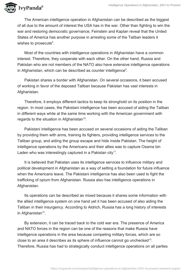 Intelligence Operations in Afghanistan, 2001-to Present. Page 3