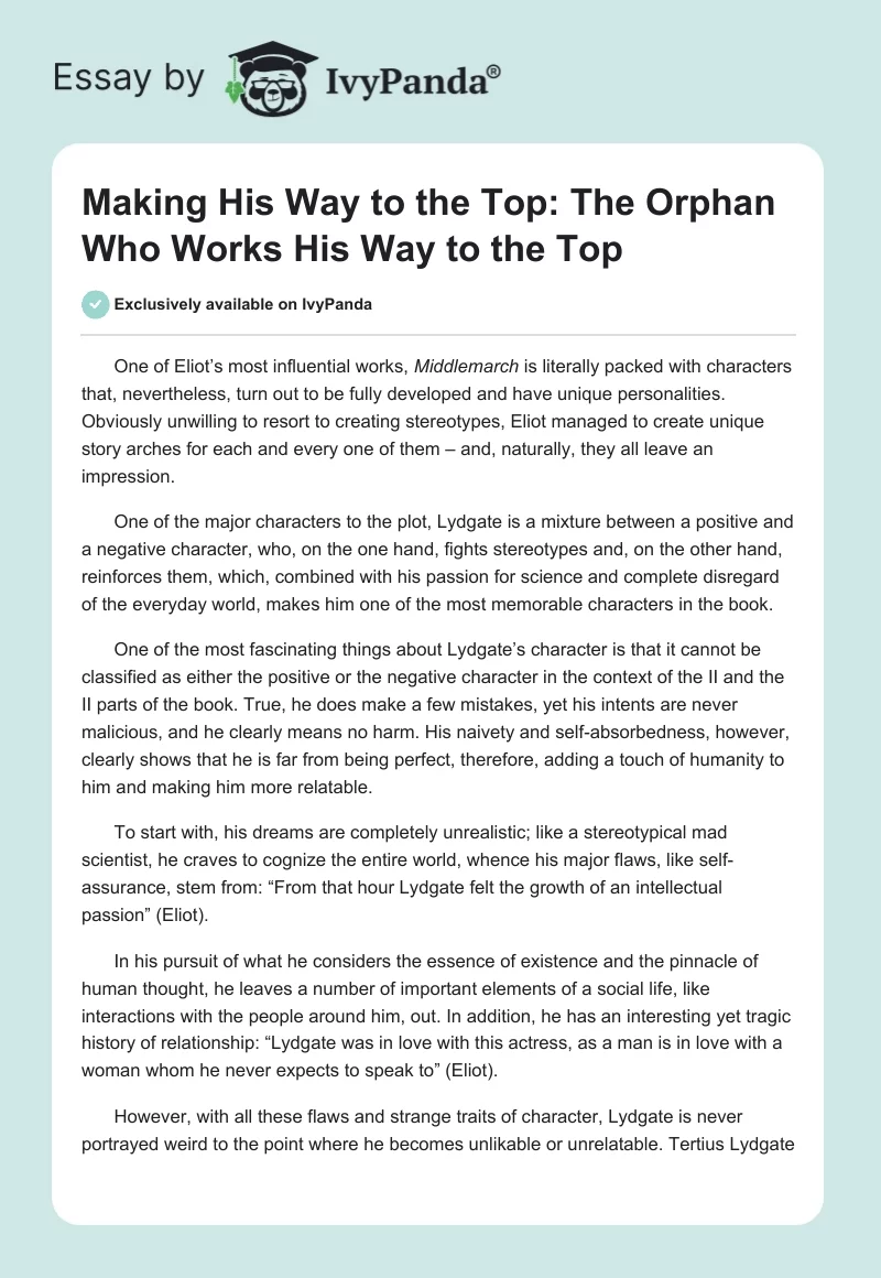 Making His Way to the Top: The Orphan Who Works His Way to the Top. Page 1