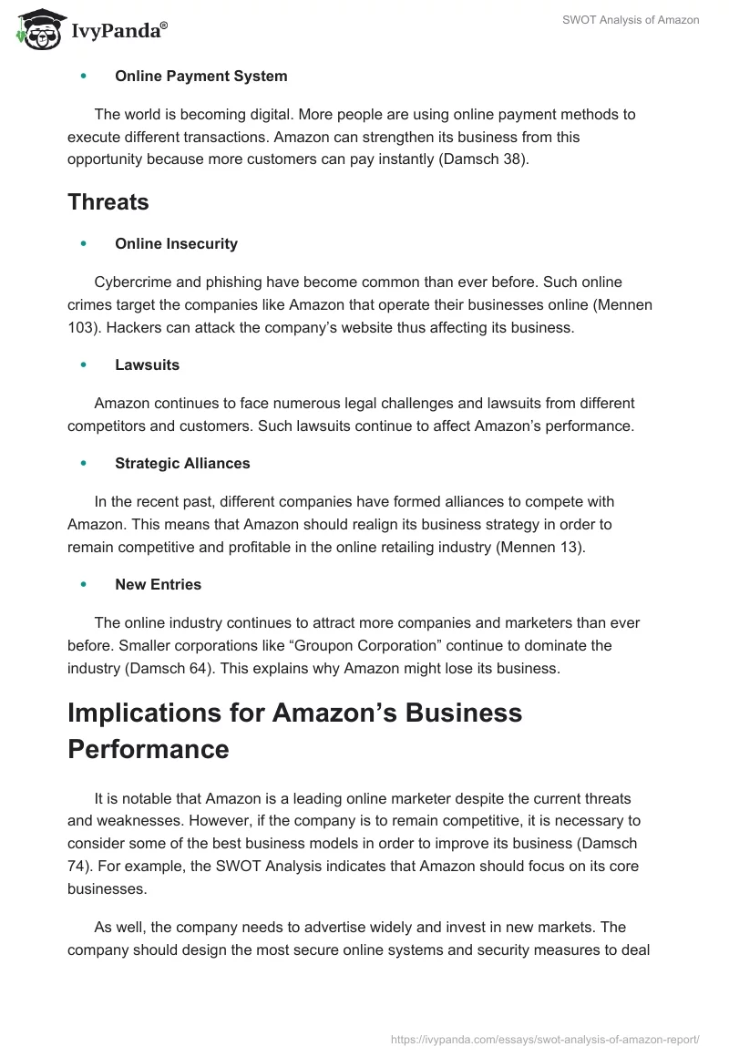 SWOT Analysis of Amazon. Page 3