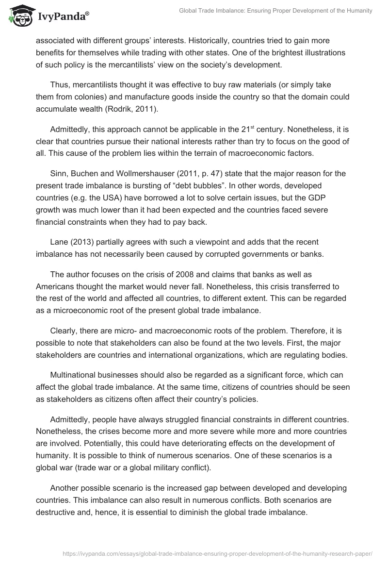 Global Trade Imbalance: Ensuring Proper Development of the Humanity. Page 2