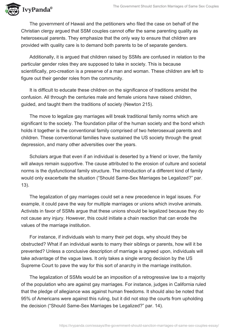 The Government Should Sanction Marriages of Same Sex Couples. Page 2