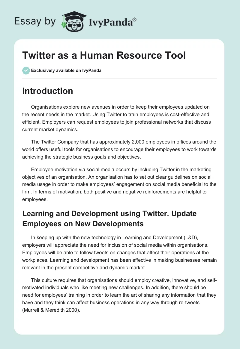 Twitter as a Human Resource Tool. Page 1