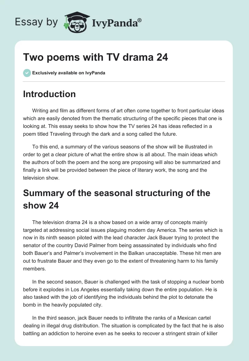 Two Poems with TV Drama 24. Page 1