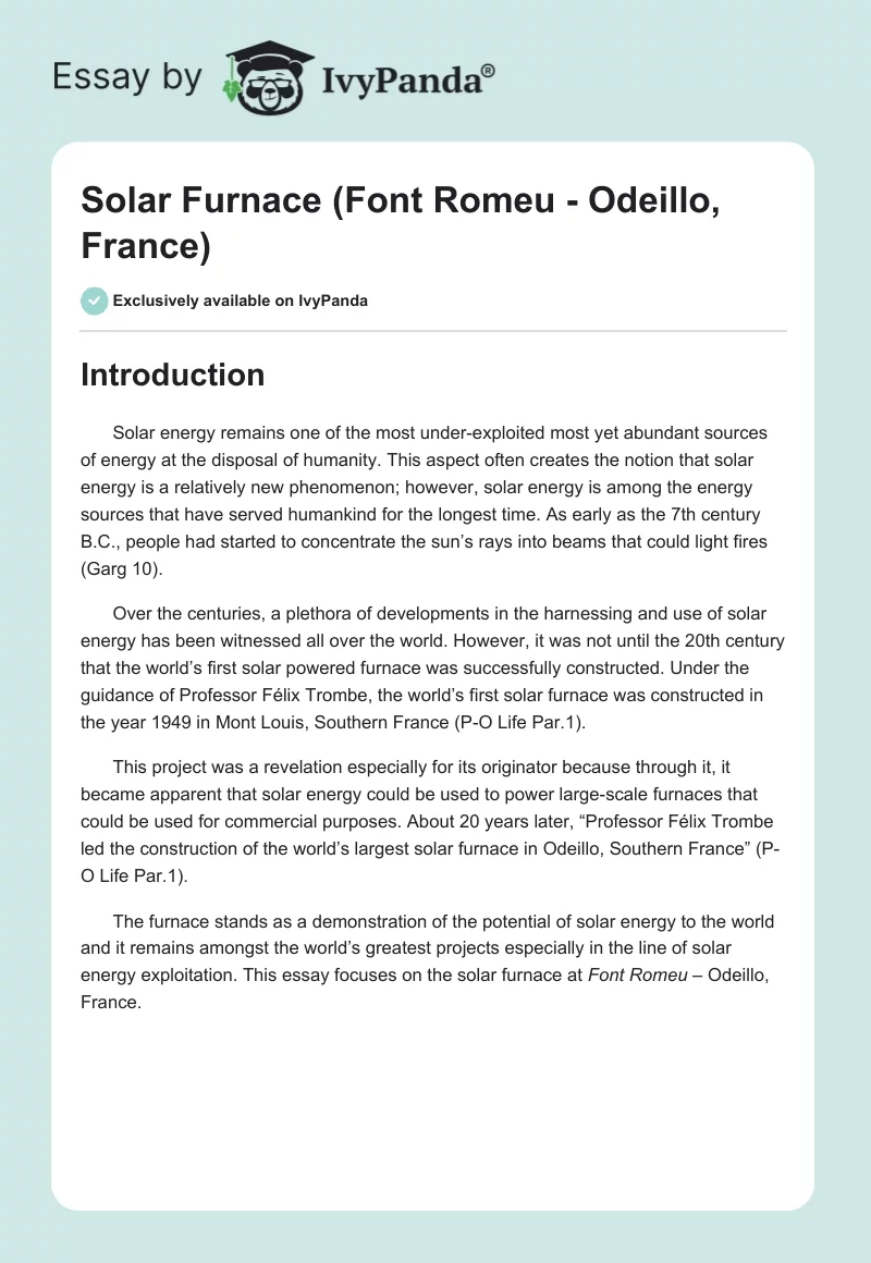 Solar Furnace (Font Romeu - Odeillo, France). Page 1