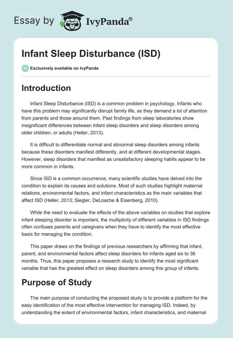 Infant Sleep Disturbance (ISD). Page 1