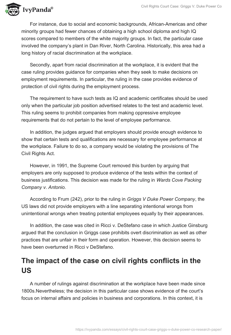 Civil Rights Court Case: Griggs vs. Duke Power Co. Page 3