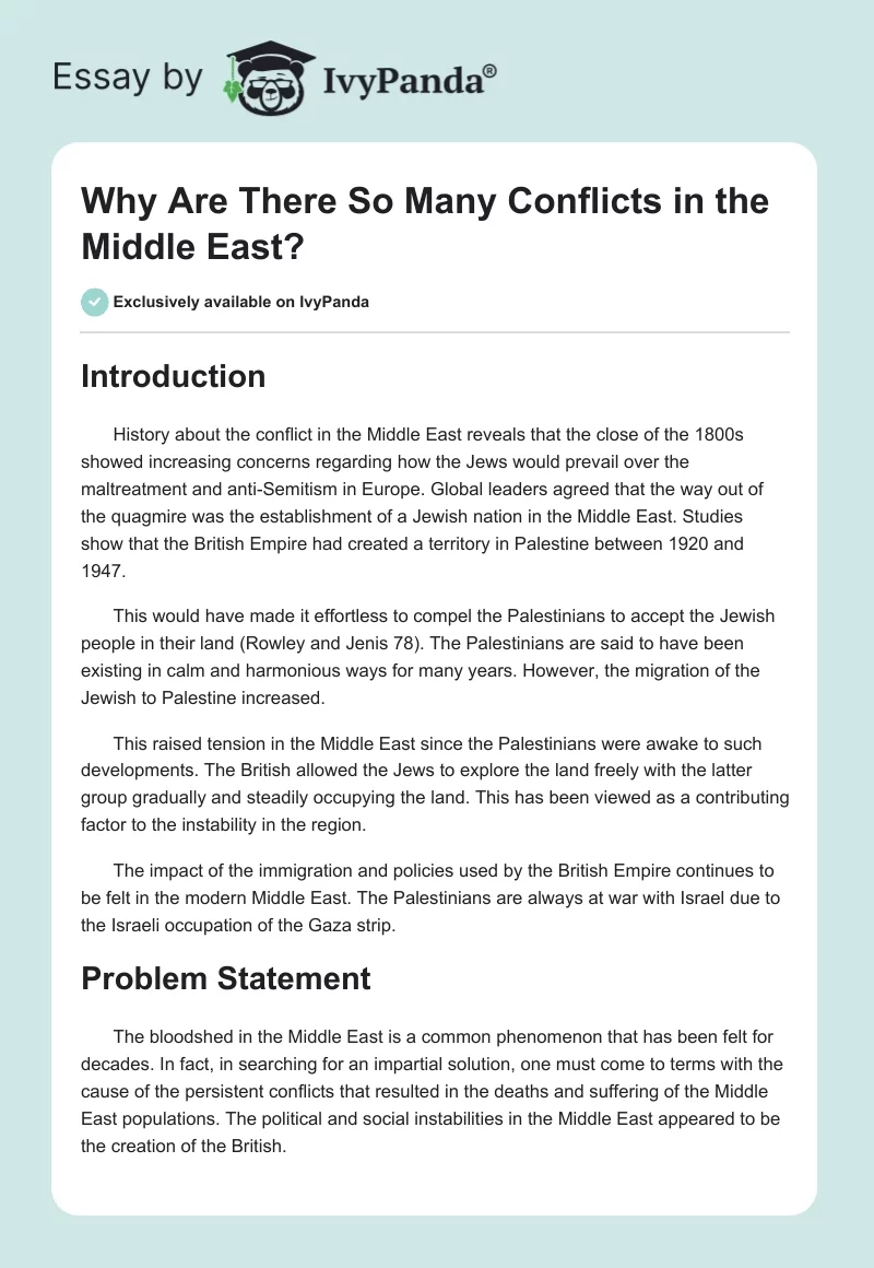 Why Are There So Many Conflicts in the Middle East?. Page 1