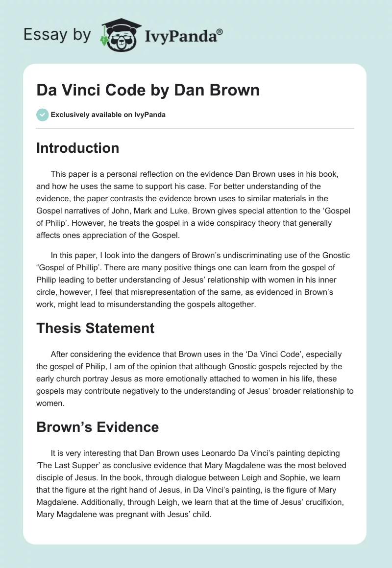 Da Vinci Code by Dan Brown. Page 1