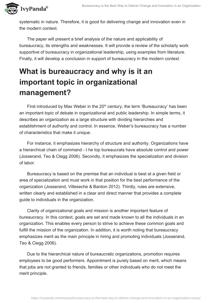 Bureaucracy is the Best Way to Deliver Change and Innovation in an Organization. Page 2