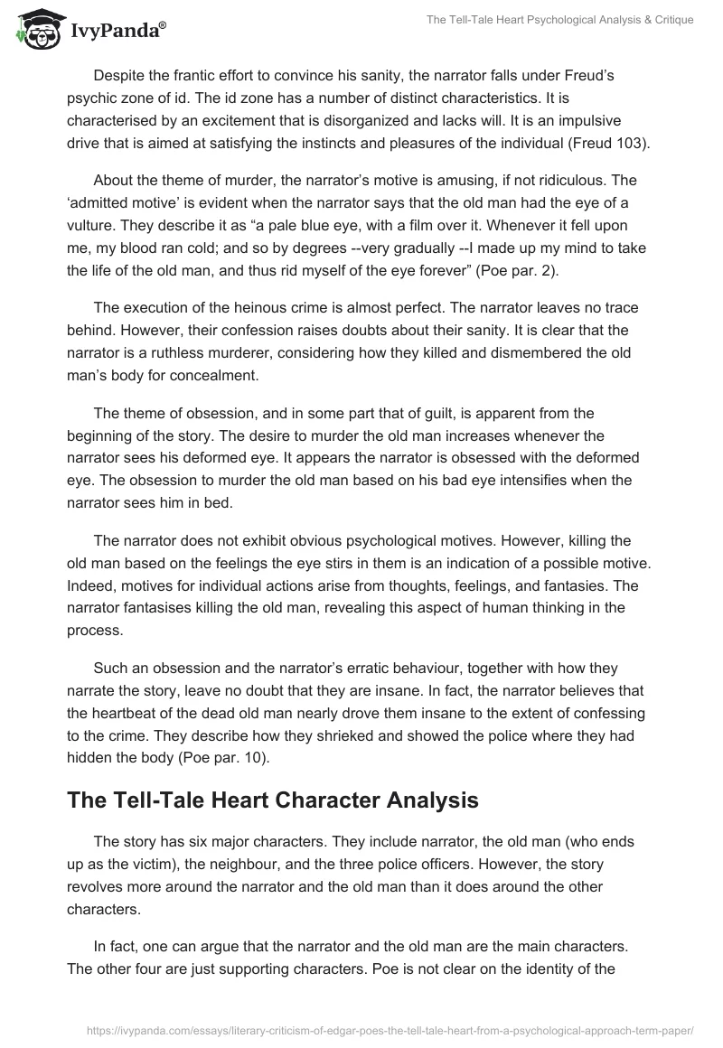 The Tell-Tale Heart Psychological Analysis & Critique. Page 4