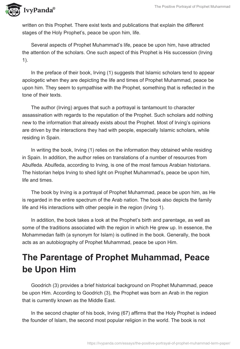 The Positive Portrayal of Prophet Muhammad. Page 2