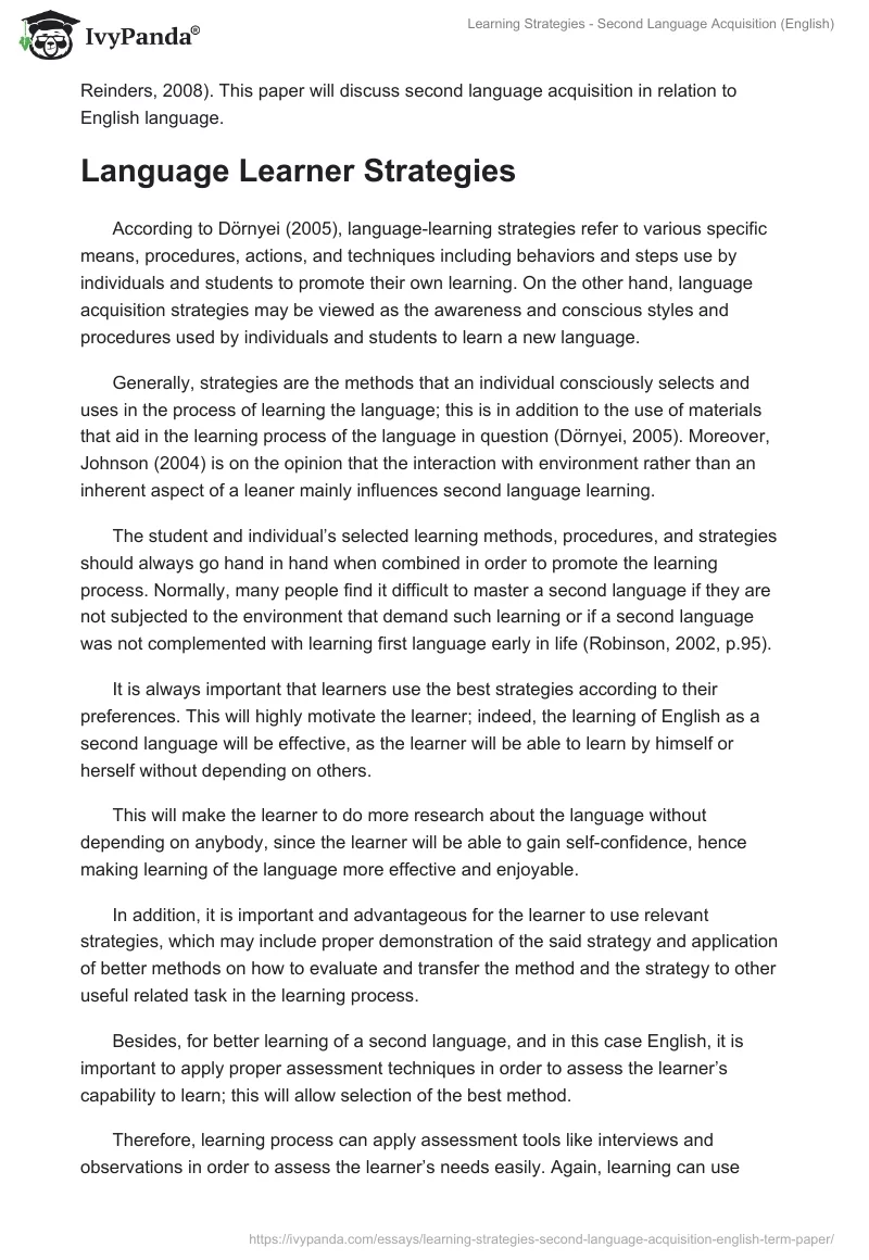 Learning Strategies - Second Language Acquisition (English). Page 2