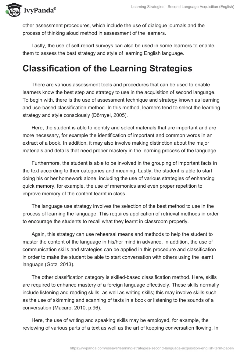 Learning Strategies - Second Language Acquisition (English). Page 3