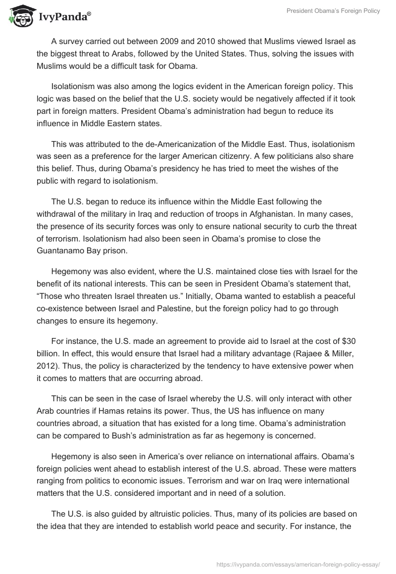 President Obama’s Foreign Policy. Page 3