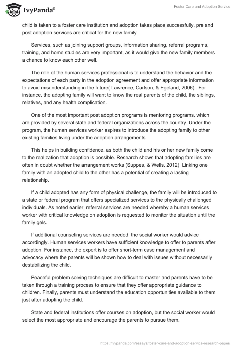 Foster Care and Adoption Service. Page 2
