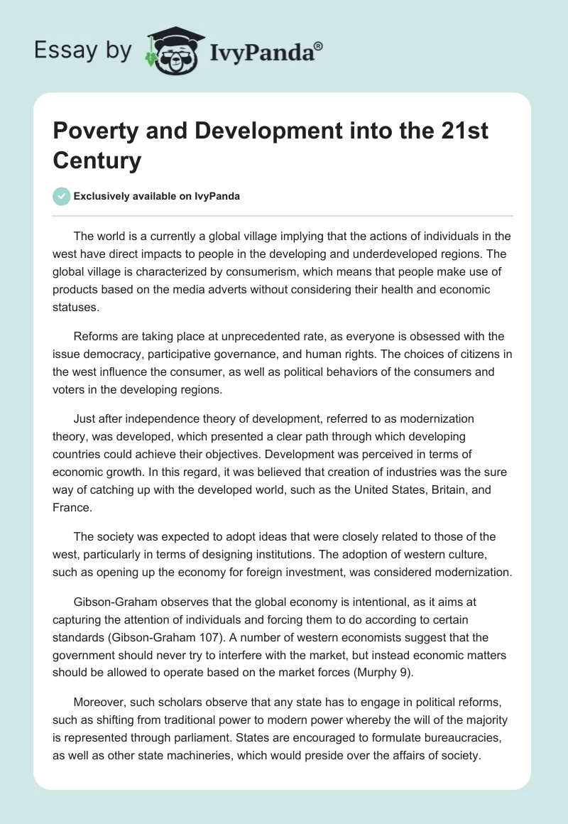 Poverty and Development Into the 21st Century. Page 1