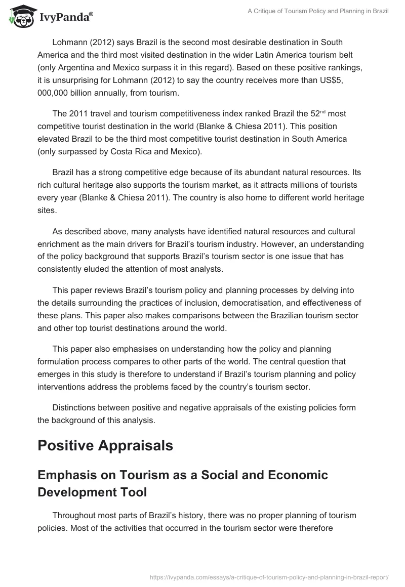 A Critique of Tourism Policy and Planning in Brazil. Page 2