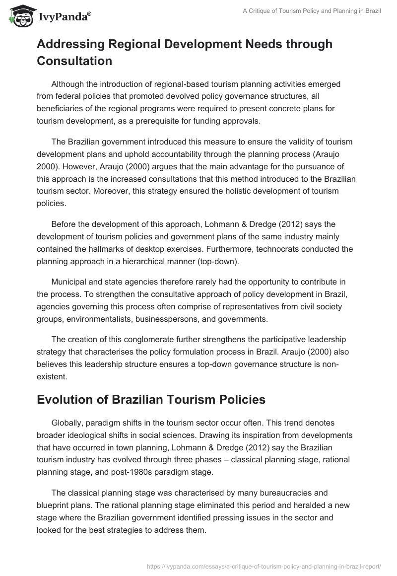 A Critique of Tourism Policy and Planning in Brazil. Page 4