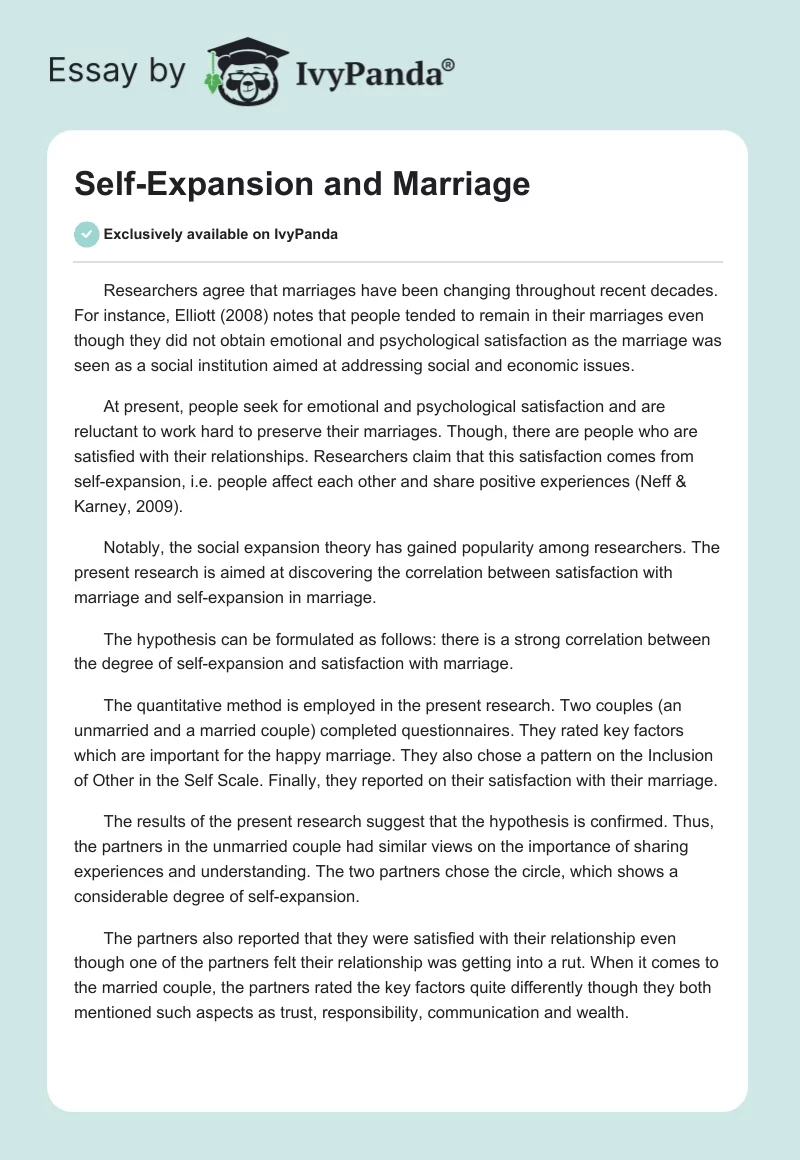 Self-Expansion and Marriage. Page 1