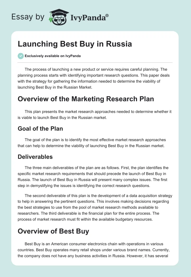Launching Best Buy in Russia. Page 1