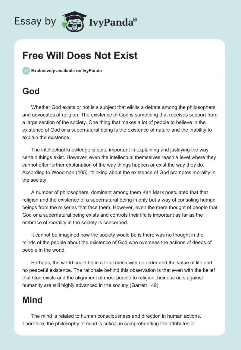 Free Will Does Not Exist. Page 1