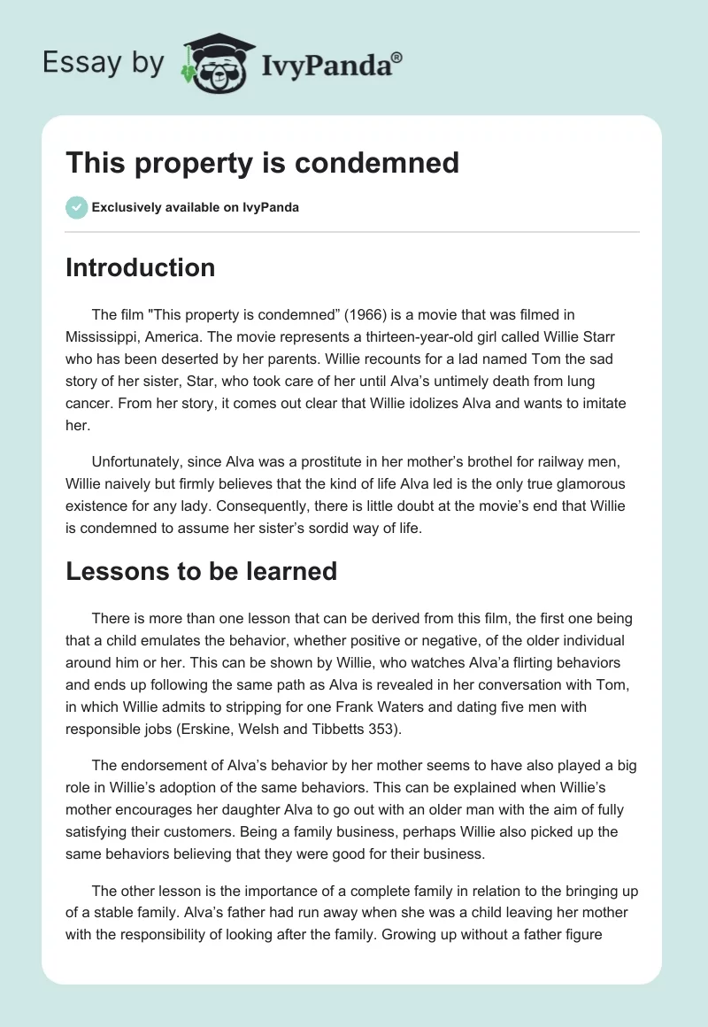 This property is condemned. Page 1