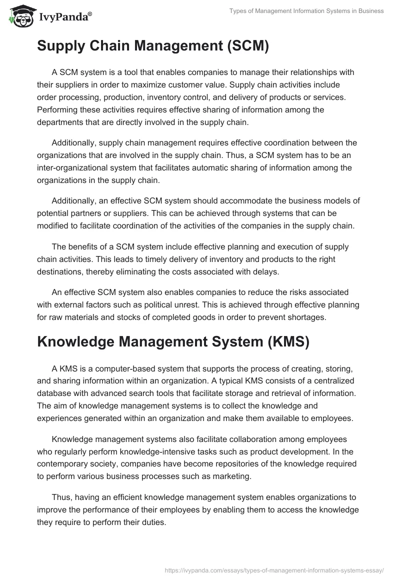 Types of Management Information Systems in Business. Page 5