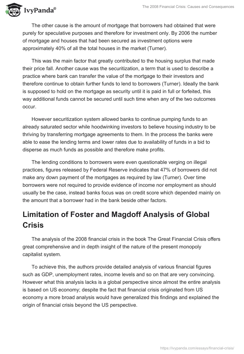 The 2008 Financial Crisis: Causes and Consequences. Page 4