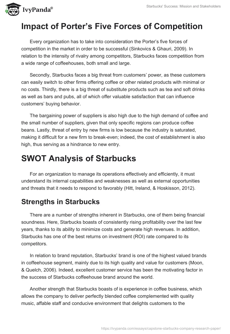 Starbucks' Success: Mission and Stakeholders. Page 3
