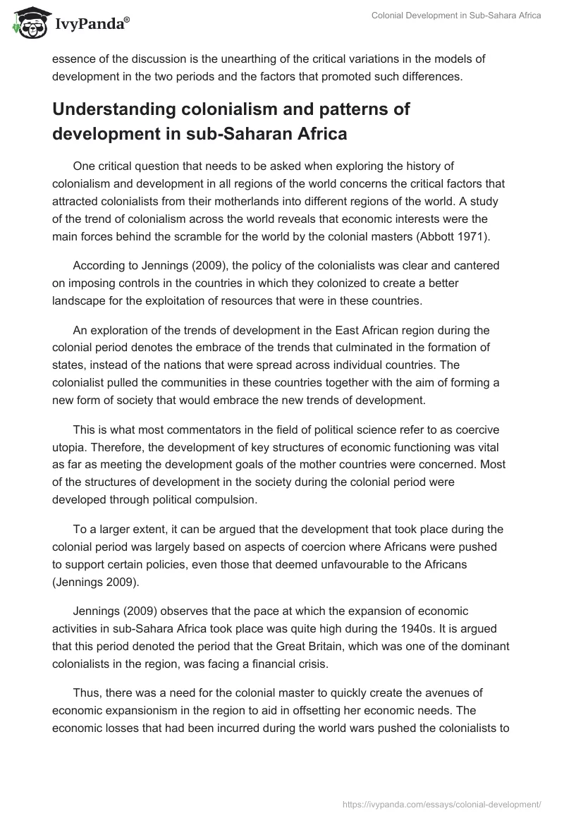 Colonial Development in Sub-Sahara Africa. Page 2