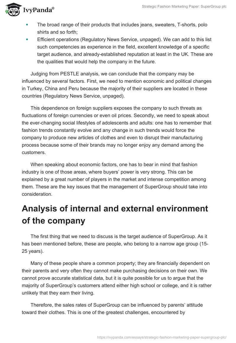 Strategic Fashion Marketing Paper: SuperGroup plc. Page 2