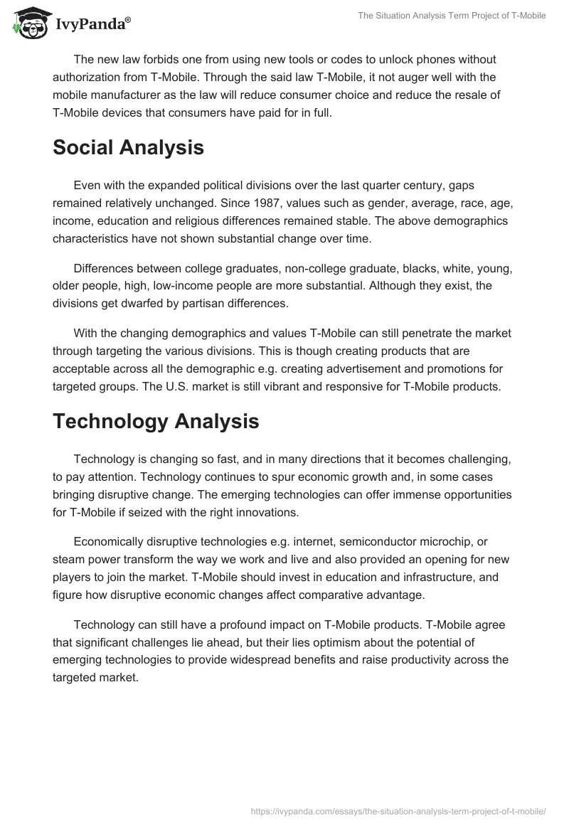 The Situation Analysis Term Project of T-Mobile. Page 2
