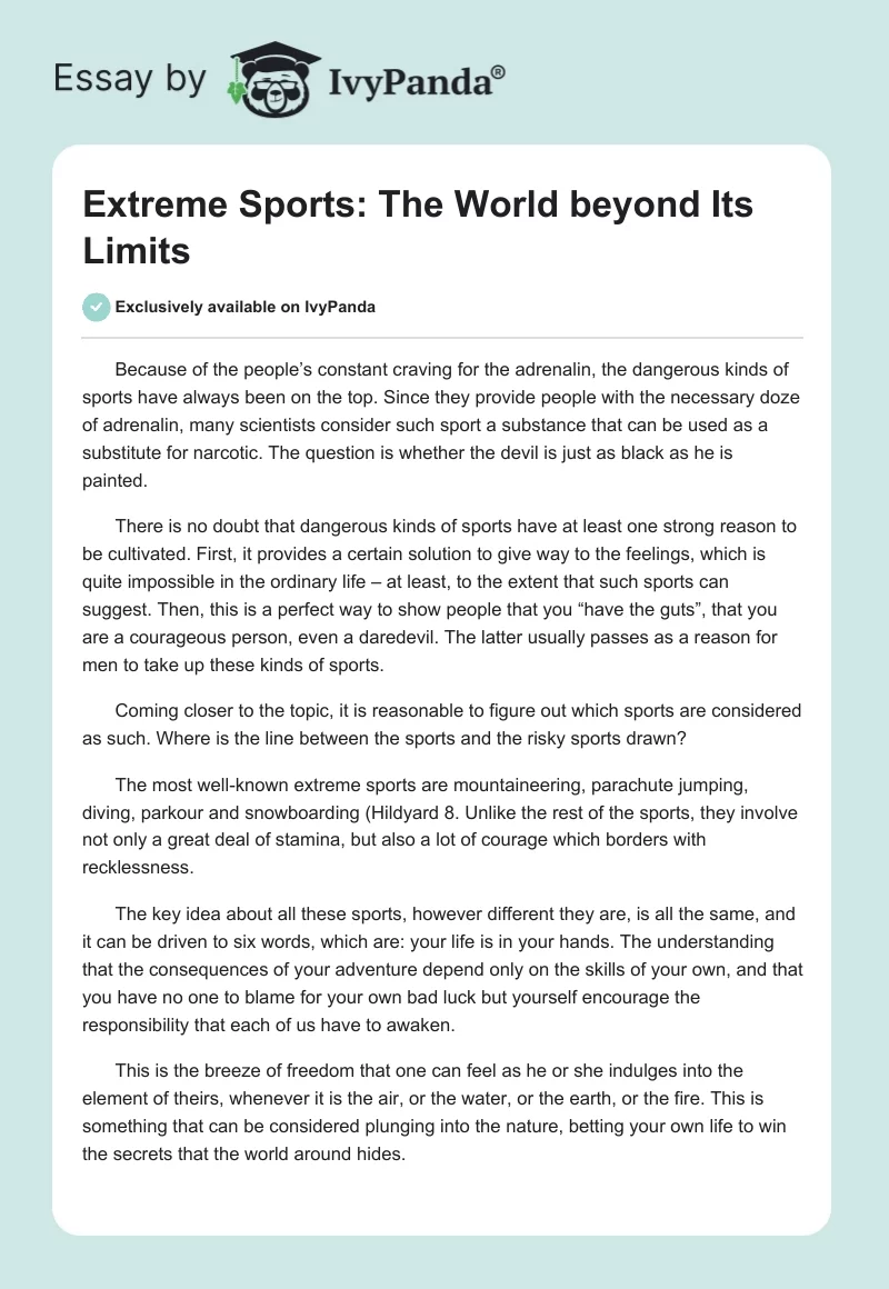 Extreme Sports: The World beyond Its Limits. Page 1