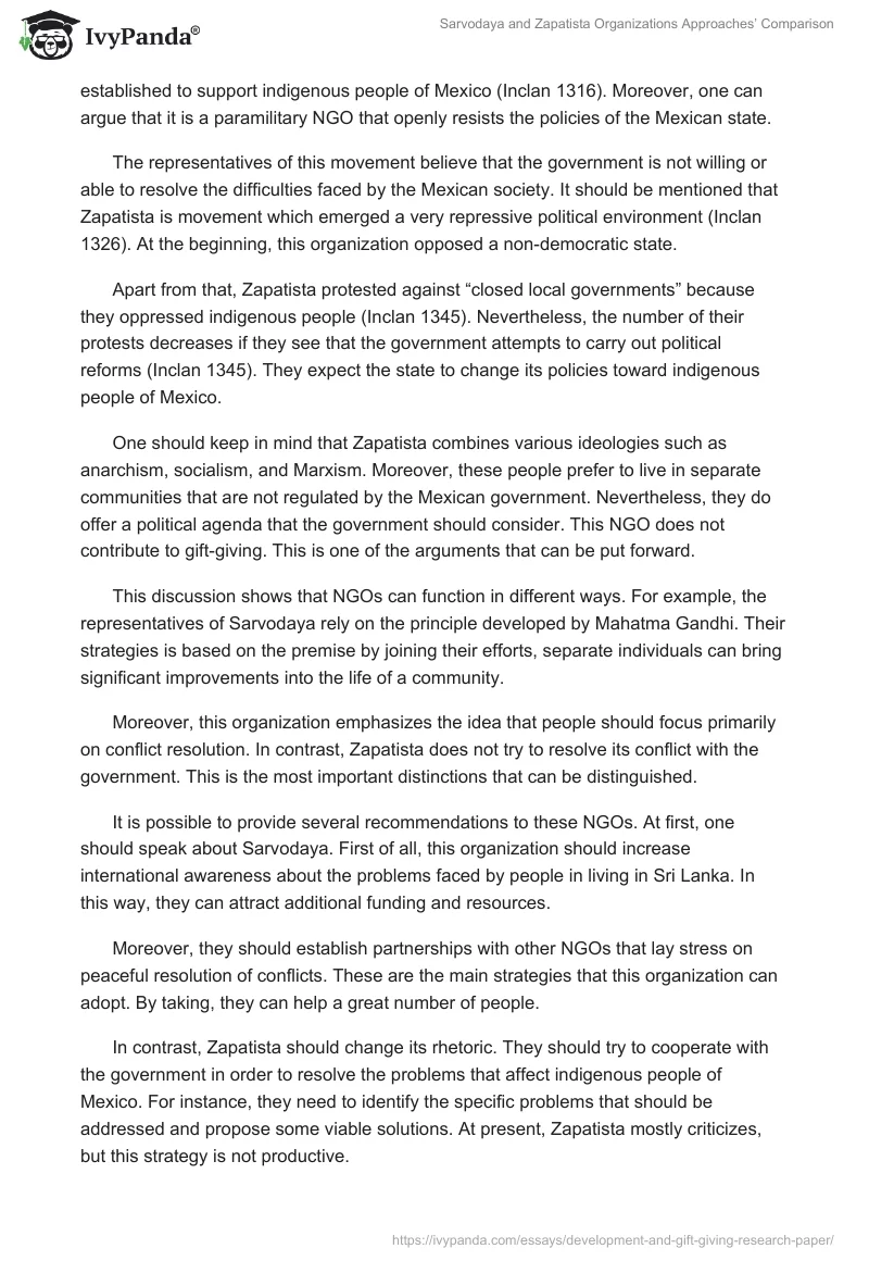 Sarvodaya and Zapatista Organizations Approaches’ Comparison. Page 2