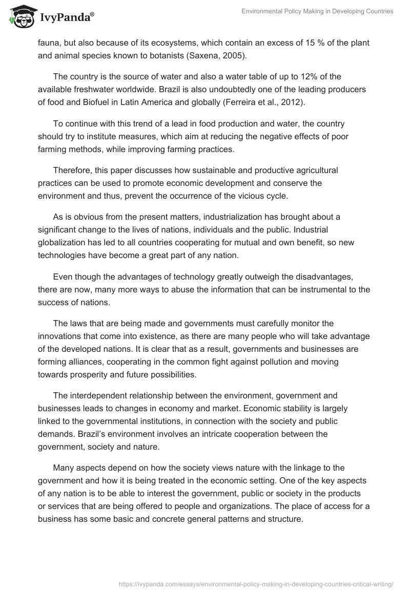 Environmental Policy Making in Developing Countries. Page 2