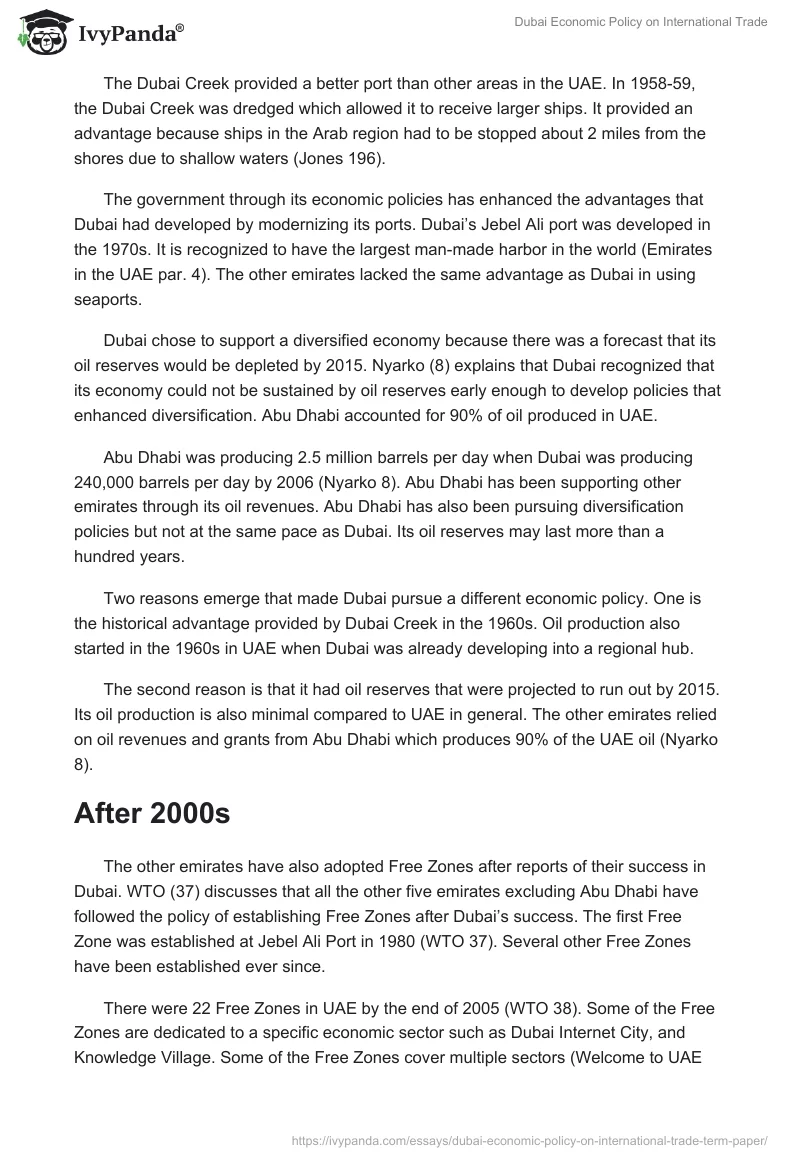 Dubai Economic Policy on International Trade. Page 3