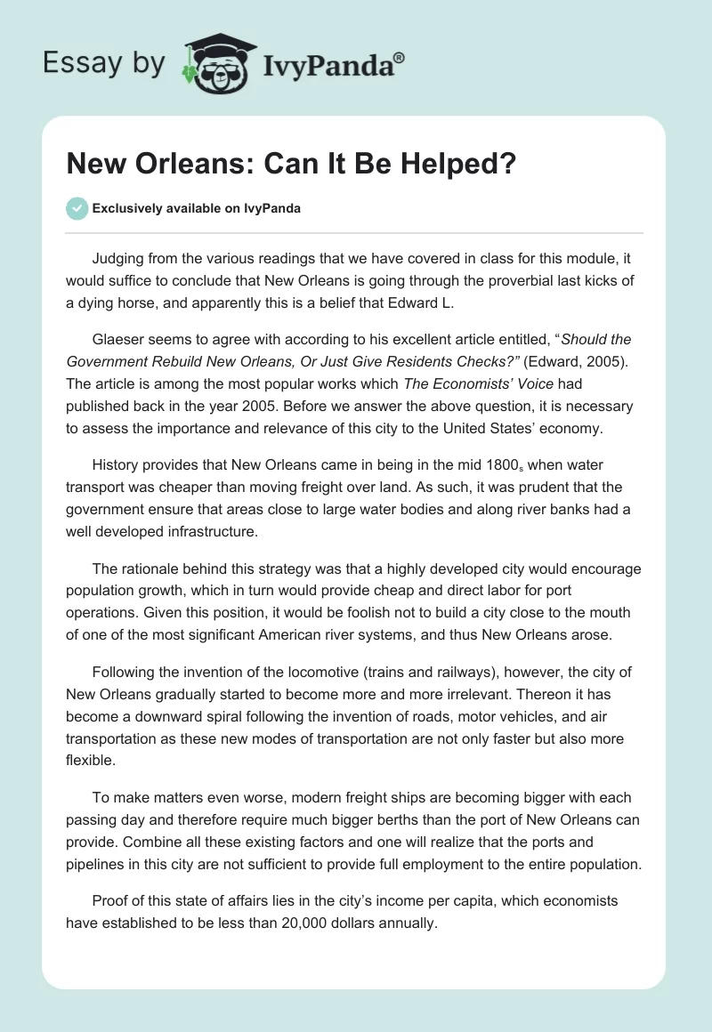 New Orleans: Can It Be Helped?. Page 1