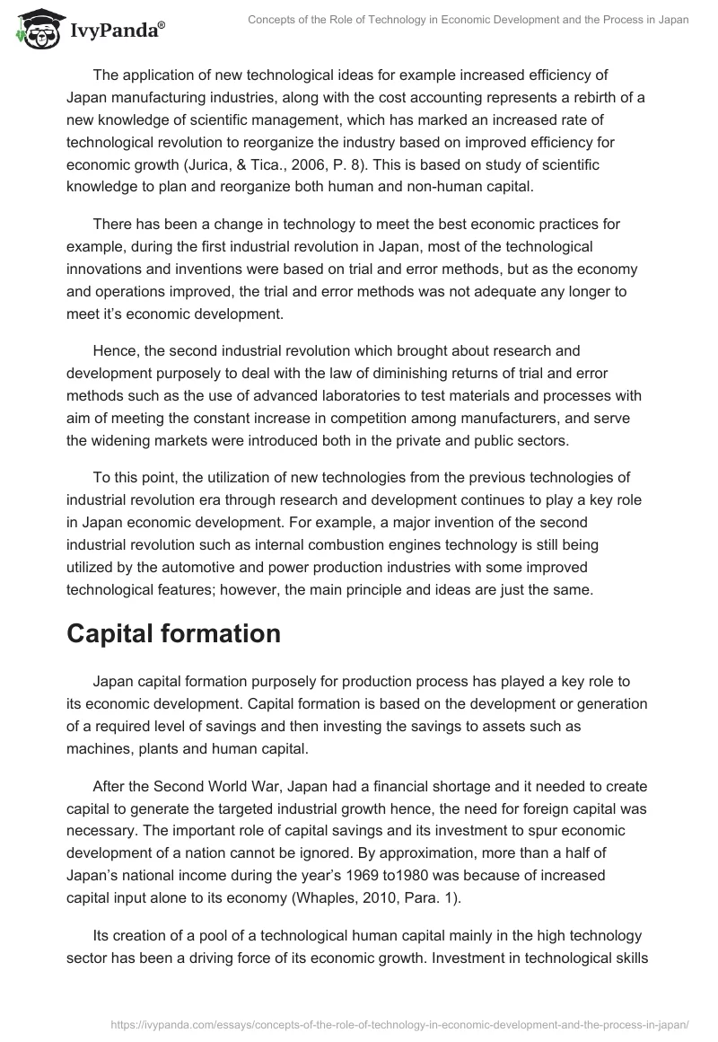 Concepts of the Role of Technology in Economic Development and the Process in Japan. Page 5