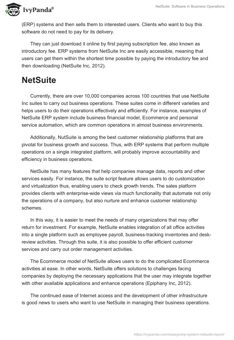 NetSuite: Software in Business Operations. Page 2