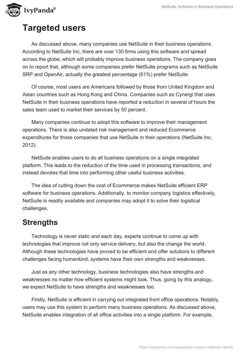 NetSuite: Software in Business Operations. Page 4