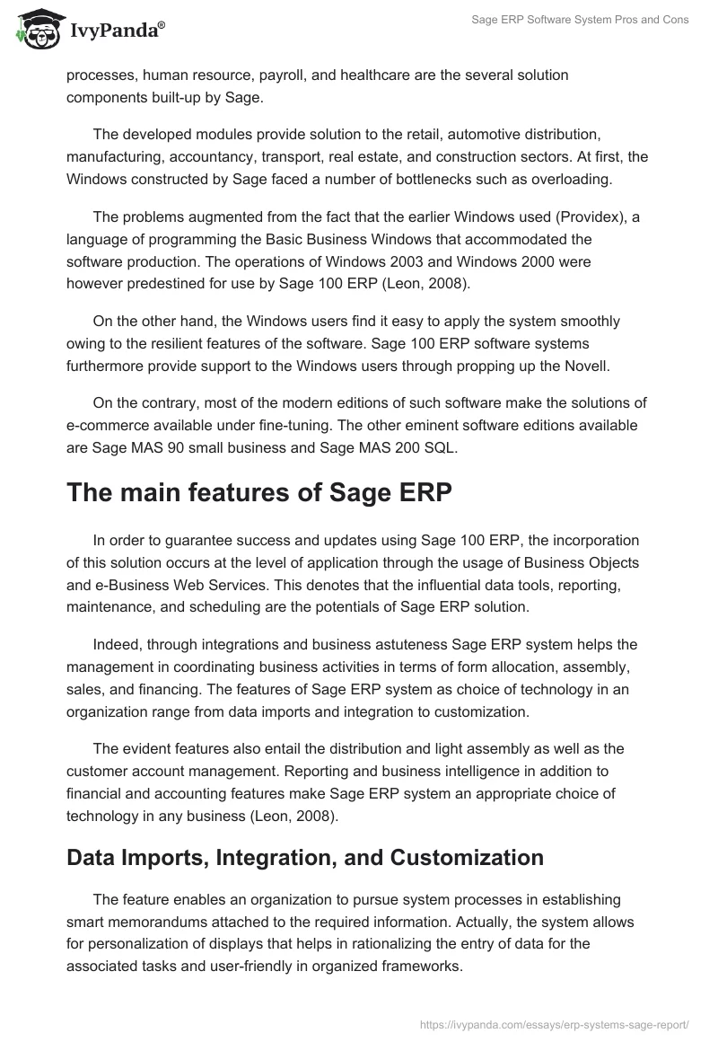 Sage ERP Software System Pros and Cons. Page 2