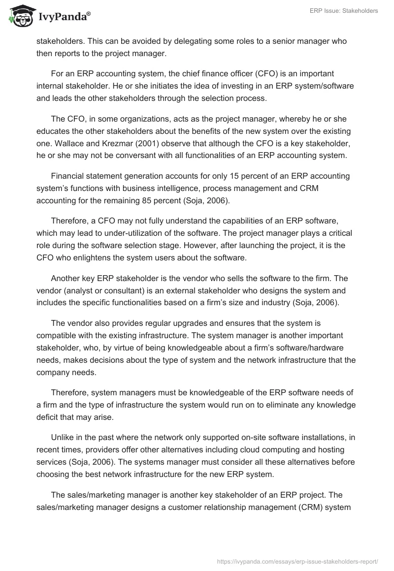 ERP Issue: Stakeholders. Page 3