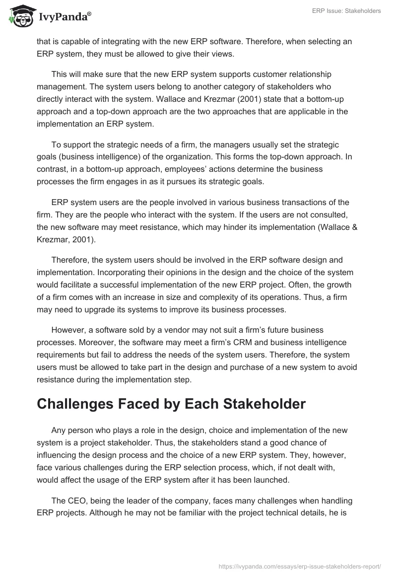 ERP Issue: Stakeholders. Page 4